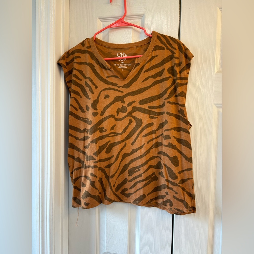 Anthropologie Brown Top with Black Accents
